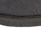 My Evilla Modern Dekoratif Halı Jel Kaymaz Taban Peluş Yuvarlak Model Antrasit Renk Saçaklı - 2
