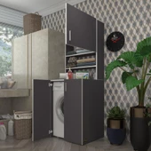 Kenzlife çamaşır makinesi dolabı kasparov gri 180*066*55-20 banyo kapaklı arkalıksız thumbnail 1