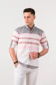 BİCAN ÇİZGİLİ KATLAMALI KOL YAKA DÜĞMELİ SLİMFİT ERKEK GÖMLEK thumbnail 8