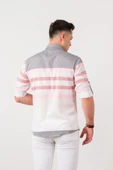 BİCAN ÇİZGİLİ KATLAMALI KOL YAKA DÜĞMELİ SLİMFİT ERKEK GÖMLEK thumbnail 11