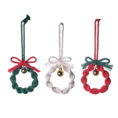 3lü Makrome Örgü Zil Boncuklu Kurdeleli Duvar & Ağaç Süsü thumbnail 2