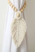 2 Adet Ekru Curtain Leaf Ahşap Boncuklu Perde Süsü - 3