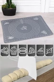Tilbe Home Silikon Hamur Matı Hamur Açma Pasta Fırın Altlığı Matı Ölçülü Hamur Yoğurma Gri Orta Boy 50X40 - 2