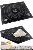 Tilbe Home Silikon Hamur Matı Hamur Açma Pasta Fırın Altlığı Matı Ölçülü Hamur Yoğurma Siyah Orta Boy 50X40 - 1