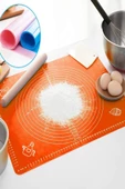 Tilbe Home Silikon Hamur Matı Hamur Açma Pasta Fırın Altlığı Matı Ölçülü Hamur Yoğurma Turuncu Orta Boy 50X40 - 2