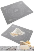 Tilbe Home Silikon Hamur Matı Hamur Açma Pasta Fırın Altlığı Matı Ölçülü Hamur Yoğurma Gri Orta Boy 50X40 - 3