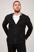 Erkek Dik Yaka Fermuarlı Sweat Siyah - 2