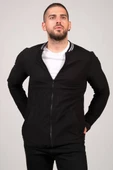 Erkek Dik Yaka Fermuarlı Sweat Siyah - 6