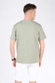 Erkek Sıfır Yaka Man Baskı T-Shirt Çağla - 3