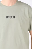 Erkek Sıfır Yaka Man Baskı T-Shirt Çağla - 4