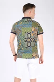 Erkek Polo Yaka Desenli T-Shirt Yeşil - 3