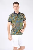 Erkek Polo Yaka Desenli T-Shirt Yeşil - 1