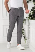 BELİ İPLİKLİ ÇİZGİLİ REGULAR FİT KETEN ERKEK JOGGER PANTOLON - 1