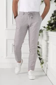 BELİ İPLİKLİ ÇİZGİLİ REGULAR FİT KETEN ERKEK JOGGER PANTOLON - 5