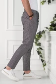BELİ İPLİKLİ ÇİZGİLİ REGULAR FİT KETEN ERKEK JOGGER PANTOLON - 4