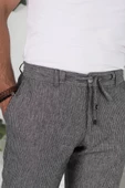BELİ İPLİKLİ ÇİZGİLİ REGULAR FİT KETEN ERKEK JOGGER PANTOLON - 2