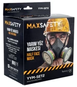 Profesyonel Yarım Yüz Maskesi Çift Filtreli Solunum Maskesi Set2 - 7