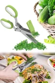 Mutfak Makası Çelik 5 Bıçaklı Çoklu Maydanoz Soğan Doğrama Makası + Mutfak Balık Sebze Kesme Makası - 3