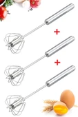 Tilbe Home Çelik Çırpıcı Bas Çek Mutfak Çırpıcı El Blender Yaylı Yumurta Çırpma Mikser Tel Karıştırıcı 3Lü - 1