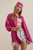Kadın Oversize Gömlek Fuşya - 3