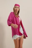 Kadın Oversize Gömlek Fuşya - 4