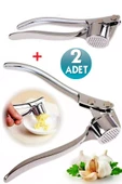 Tilbe Home 2'li Sarımsak Ezici Hazneli Çelik Sarımsak Ezme Aparatı Yuvarlak Sarımsak Ezici Pres - 1