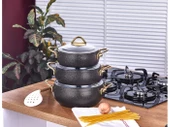 Taç Luna Granit 3'lü Güveç Set Siyah - 8