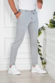 BELİ LASTİKLİ YAZLIK İNCE TENSEL KUMAŞ İPLİKLİ REGULAR FİT ERKEK JOGGER PANTOLON - 3