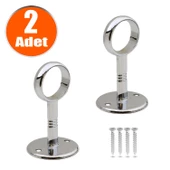 Askı Flanşı Açık Ağız Daire Dolap Elbise Askı Aparatı Boru Tutucu (2 ADET) thumbnail 1