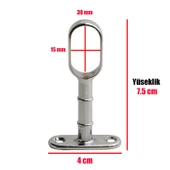 Askı Flanşı Açık Ağız Oval Dolap Elbise Askı Aparatı Boru Tutucu (2 ADET) - 3