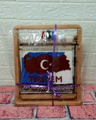 100tel Türkiye Haritası Motifli El Dokuması Hediyelik Minyatür Halı - 5