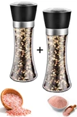 Tilbe Home Karabiber Tuzluk Değirmeni Seramik Bıçaklı Öğütücü Büyük Boy Baharat Öğütücü Dayanıklı Cam Set thumbnail 2