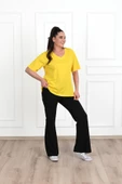 Kadın V Yaka Basic Büyük Beden T-Shirt 1297-22 - 9