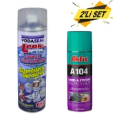 Leak Fix Su Sızdırmaz Sprey Şeffaf 396 Gr +Akfix A104 Etiket Sökücü Yapışkan Sökücü Sprey 200 ml - 1