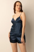 DoReMi Saten Ayarlanabilir Askılı Dantel Detaylı Şortlu Takım thumbnail 1