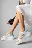 Kadın Beyaz Yeşil Yüksek Topuklu Spor Ayakkabı , Snekaer thumbnail 3