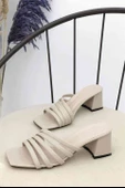 5 Bant Topuklu Kadın Terlik - Vizon thumbnail 4