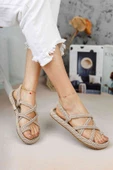 Hasır Halat Kadın Sandalet Krem thumbnail 4