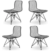 Knsz kafes tel sandalyesi 4 lü mazlum syhtuan ofis cafe bahçe mutfak thumbnail 1