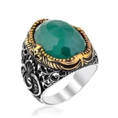 Gümüş Yeşil Zirkon Taşlı Erkek Yüzük thumbnail 2