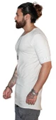 Capotrio Erkek Bohem Kısa Kol Uzun T-Shirt Beyaz - 2