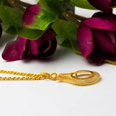 Laleli Tam Altın Çerçeveli Altın Kolye thumbnail 5