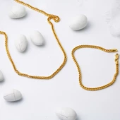 Zincir Kolye ve Bileklikli 14 Ayar Altın Takım thumbnail 3