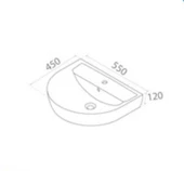 Turkuaz Bella Banyo Lavabo 45x55 cm (Bella Yarım Ayaklı) thumbnail 4