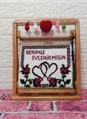 100tel Benimle Evlenirmisin Motifli El Dokuması Hediyelik Halı - 1