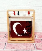 100tel Atatürk Figürlü Bayrak  Motifli El Dokuması Minyatür Halı - 1