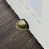 Yarımay Yapışkanlı Kapı Kolu Stoperi Tamponu Stop Metal Durdurucu Tutucu Tutacağı Antik Sarı 5 Adet - 6