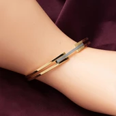 Kaburgalı 14 Ayar Altın Kilitli Bilezik thumbnail 2