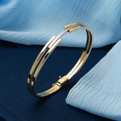 Kaburgalı 14 Ayar Altın Kilitli Bilezik thumbnail 4