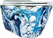 Pure Ebru Mavı Altın Kanalsız Asma Klozet Wh-131+Soft Kapak - 1